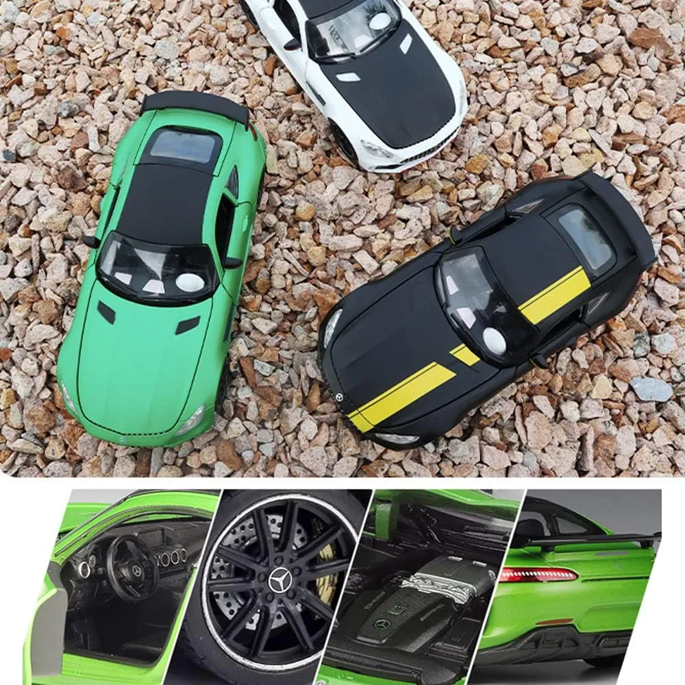 EROCK Exquisite car Model 1/24 Benz AMG GTR Toy Cars Model Car, Zinc Alloy Pull Back Toy car with Sound and Light for Kids Boy Girl Gift. (Green)