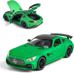 EROCK Exquisite car Model 1/24 Benz AMG GTR Toy Cars Model Car, Zinc Alloy Pull Back Toy car with Sound and Light for Kids Boy Girl Gift. (Green)