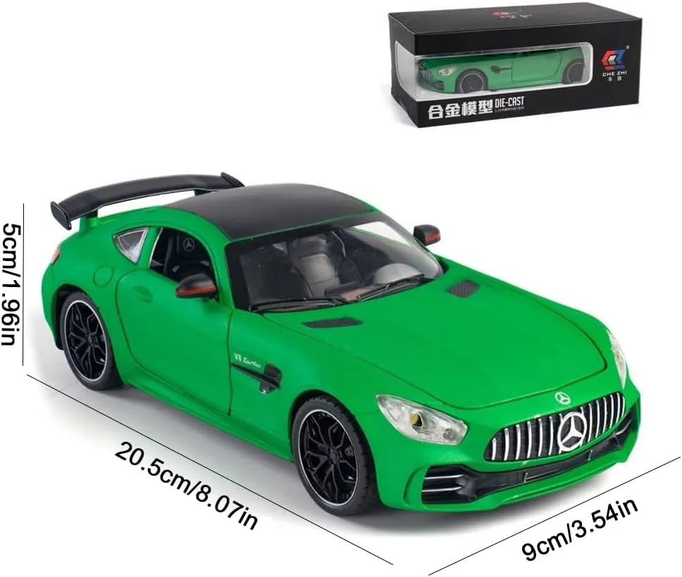 EROCK Exquisite car Model 1/24 Benz AMG GTR Toy Cars Model Car, Zinc Alloy Pull Back Toy car with Sound and Light for Kids Boy Girl Gift. (Green)