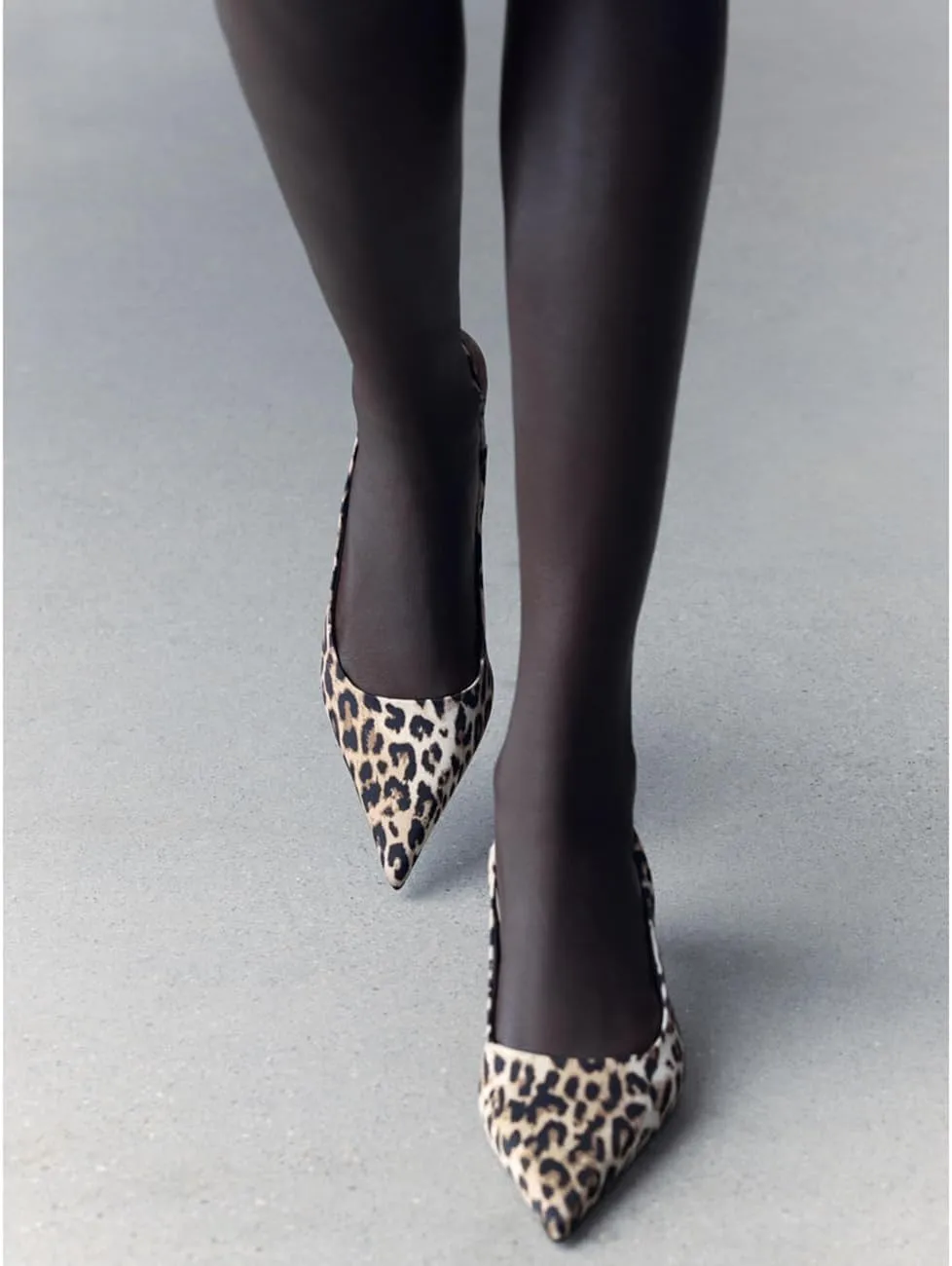 Fashion Leopard Print Slingback Pumps Shoes for Women Pointed Toe Kitten Heels