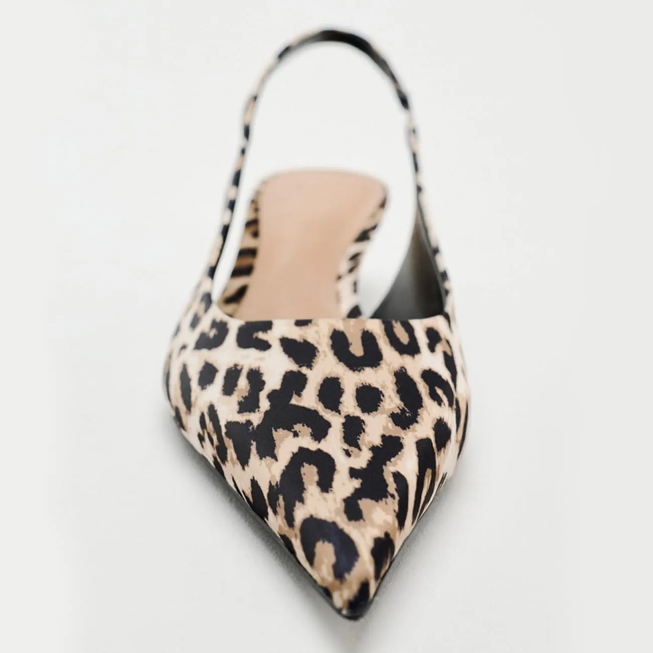 Fashion Leopard Print Slingback Pumps Shoes for Women Pointed Toe Kitten Heels