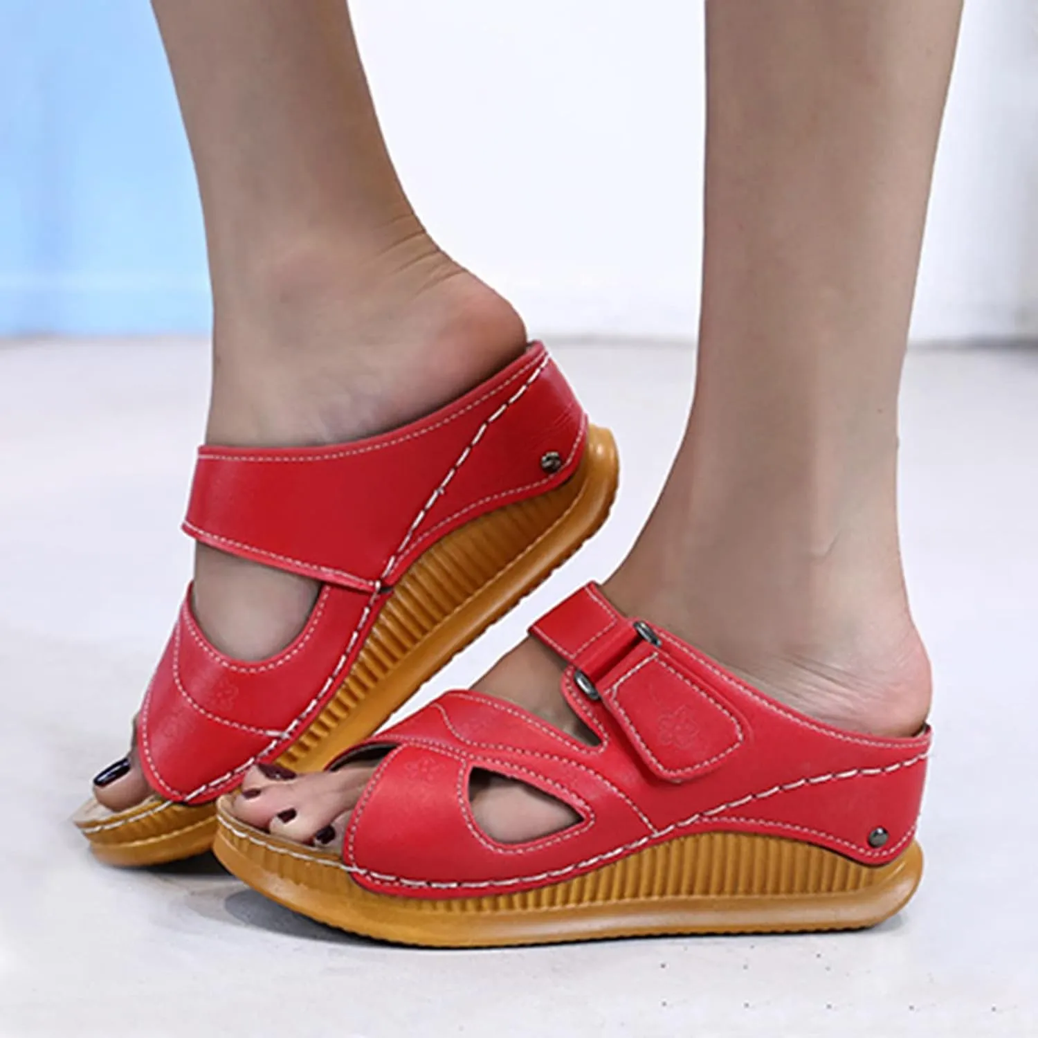 Fashion Slides Slippers for Summer Casual Hollow Top Fashion Slippers Set Spring Wedge Foot Low And Summer Shoes Sandals