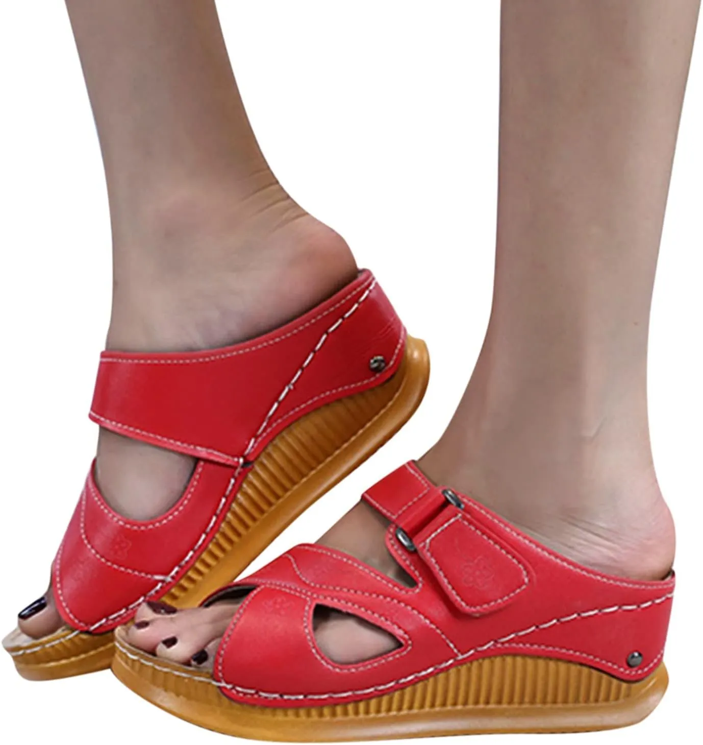 Fashion Slides Slippers for Summer Casual Hollow Top Fashion Slippers Set Spring Wedge Foot Low And Summer Shoes Sandals
