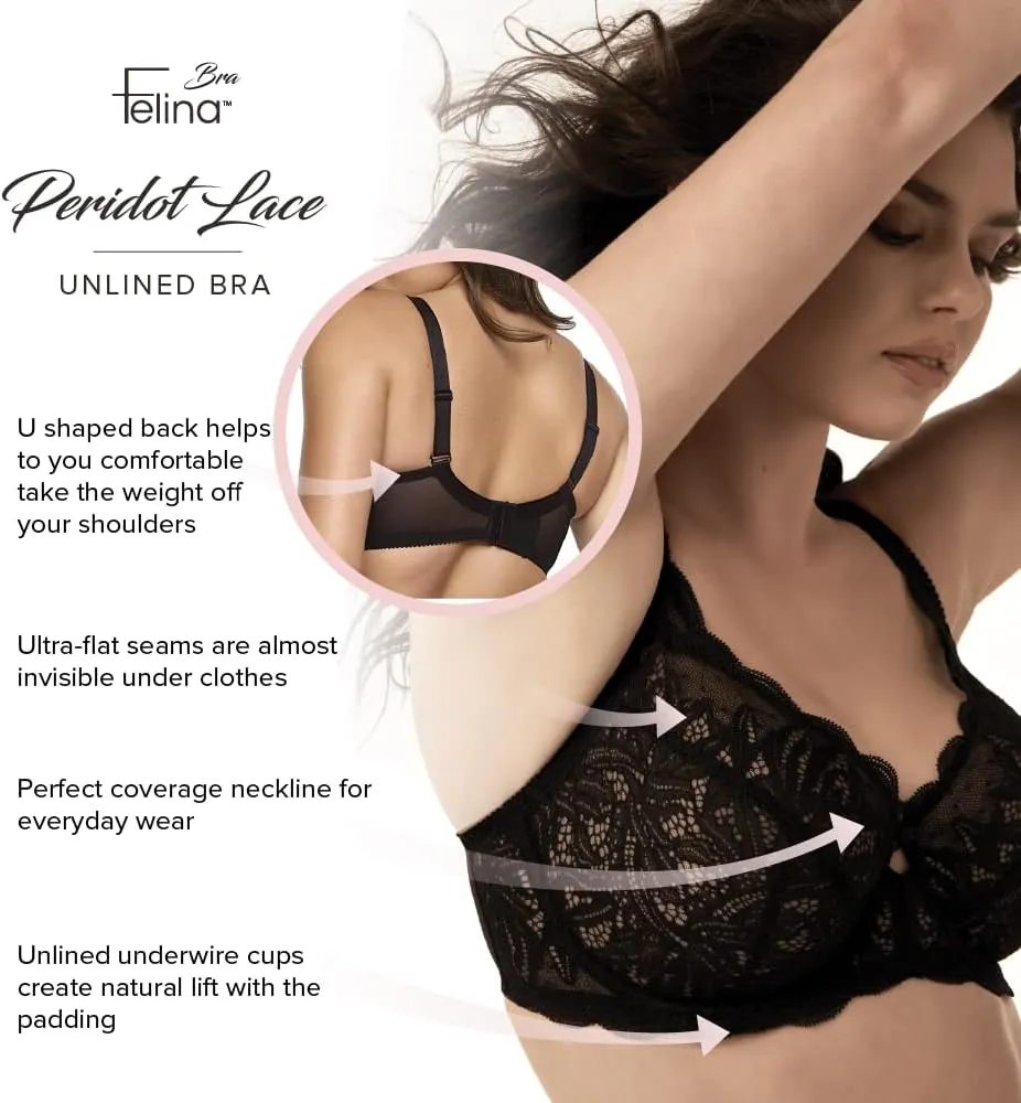 Felina - Paramour Peridot Lace Full Coverage Unlined Bra for Women
