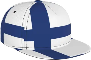 Finnish Flag Outdoor Sports Baseball Cap, Daily Sports Adjustable Fashionable Flat Brim hat, Unisex Four-Season Outdoor Sports Cap, Black