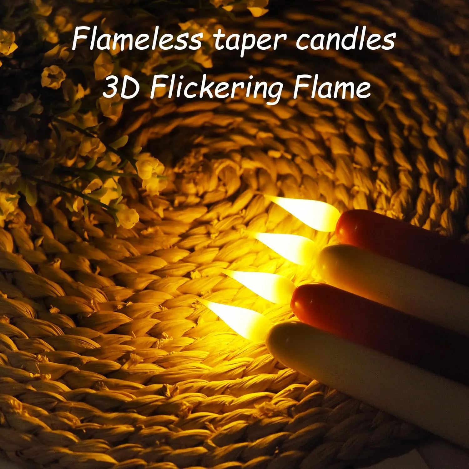 Flameless Taper Candles with Remote Control and Timer, Battery Operated LED Candlesticks with Flickering 3D Flame, 9.6 Inches Plastic Tall Candles for Christmas, Wedding and Home Decor (Red, 15)