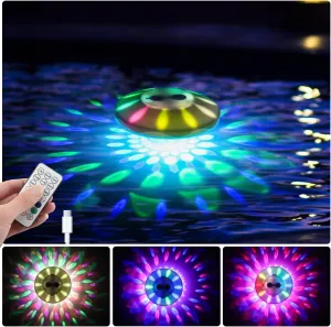 Floating Pool Lights, Rechargeable Pool Lights with 6 Dynamic Lighting Effects, Upper and Lower Color Changing Floating Light, IP68 Waterproof Lights for Pools, Hot Tubs, Fountain 1 Pack