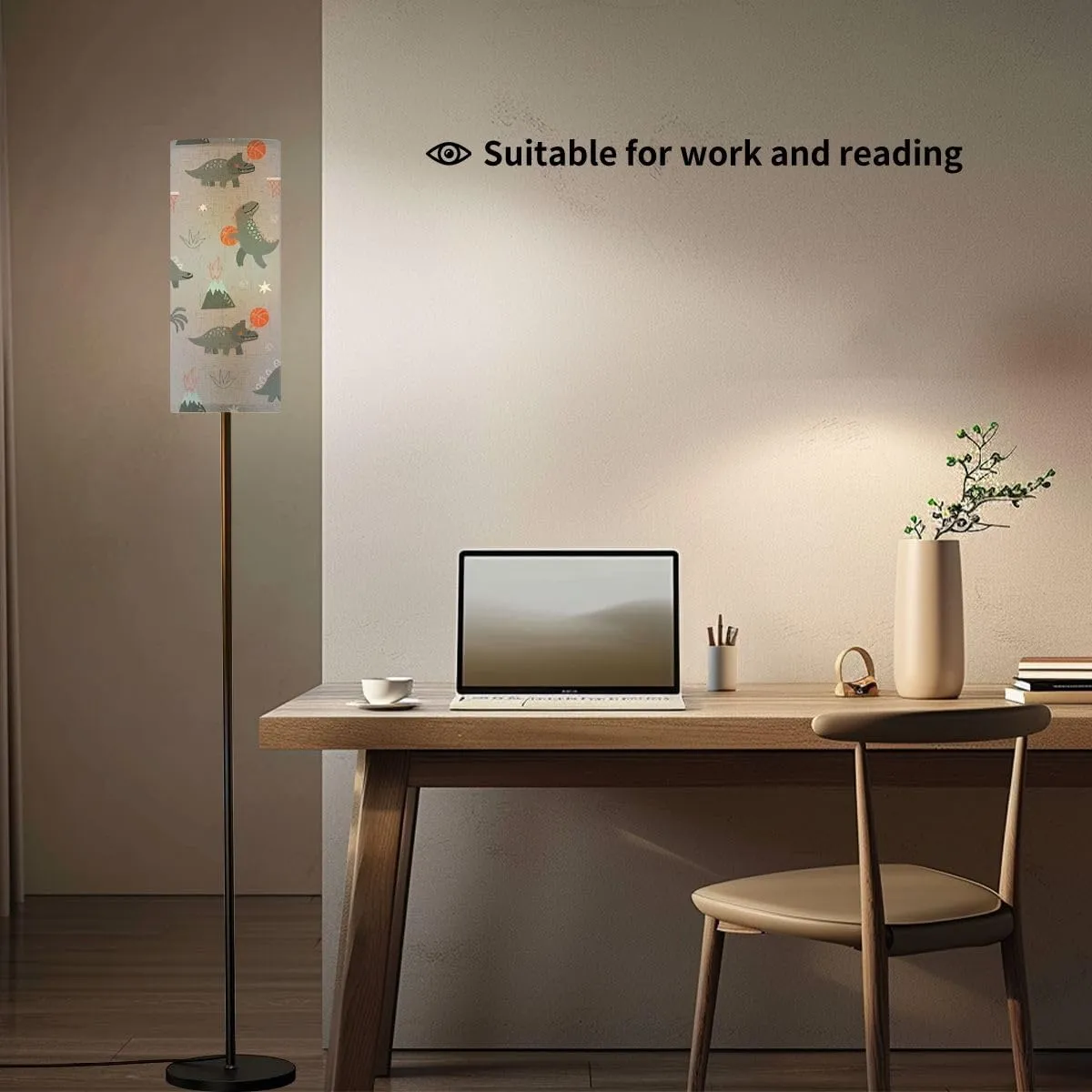 Floor Lamp for Living Room Cute Dinosaurs playing basketball flat style Cartoon dino basketball Light Stand Lamp with Remote Control Dimmable LED Tall Lamps for Bedrooms Reading Western Home Decor