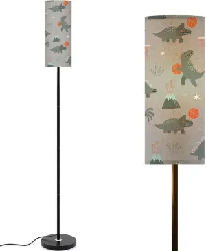 Floor Lamp for Living Room Cute Dinosaurs playing basketball flat style Cartoon dino basketball Light Stand Lamp with Remote Control Dimmable LED Tall Lamps for Bedrooms Reading Western Home Decor