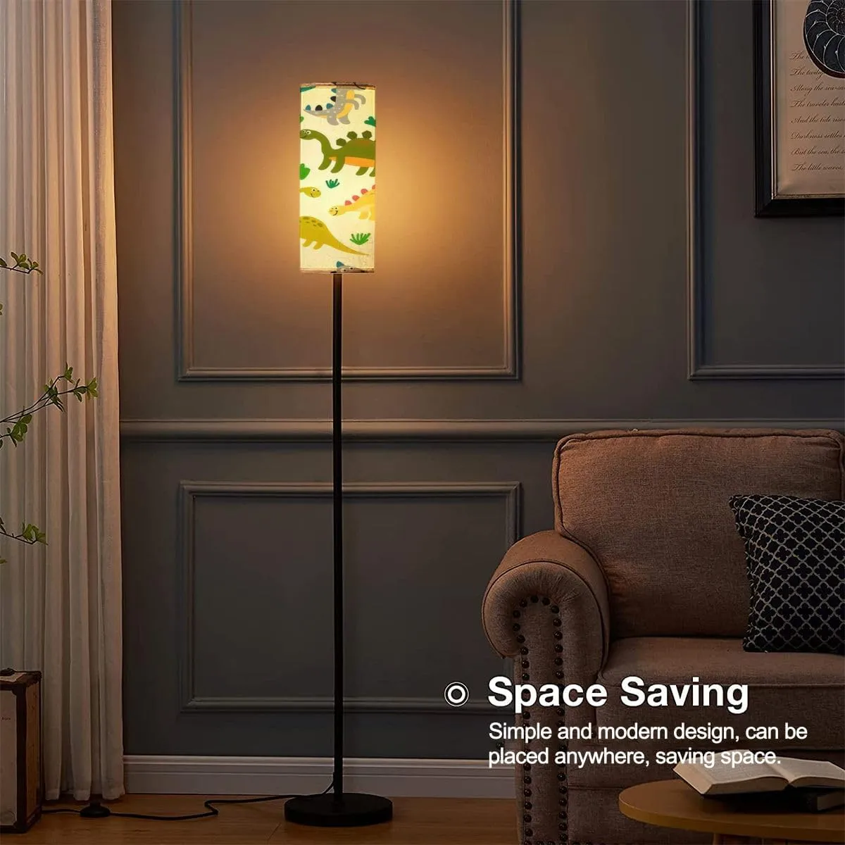 Floor Lamp for Living Room Cute dinosaurs seamless pattern flat childlike style Prehistoric Modern Standing Lamp Remote Control Dimmable Pole Lamp Corner Tall Lamp for Office Bedroom Reading