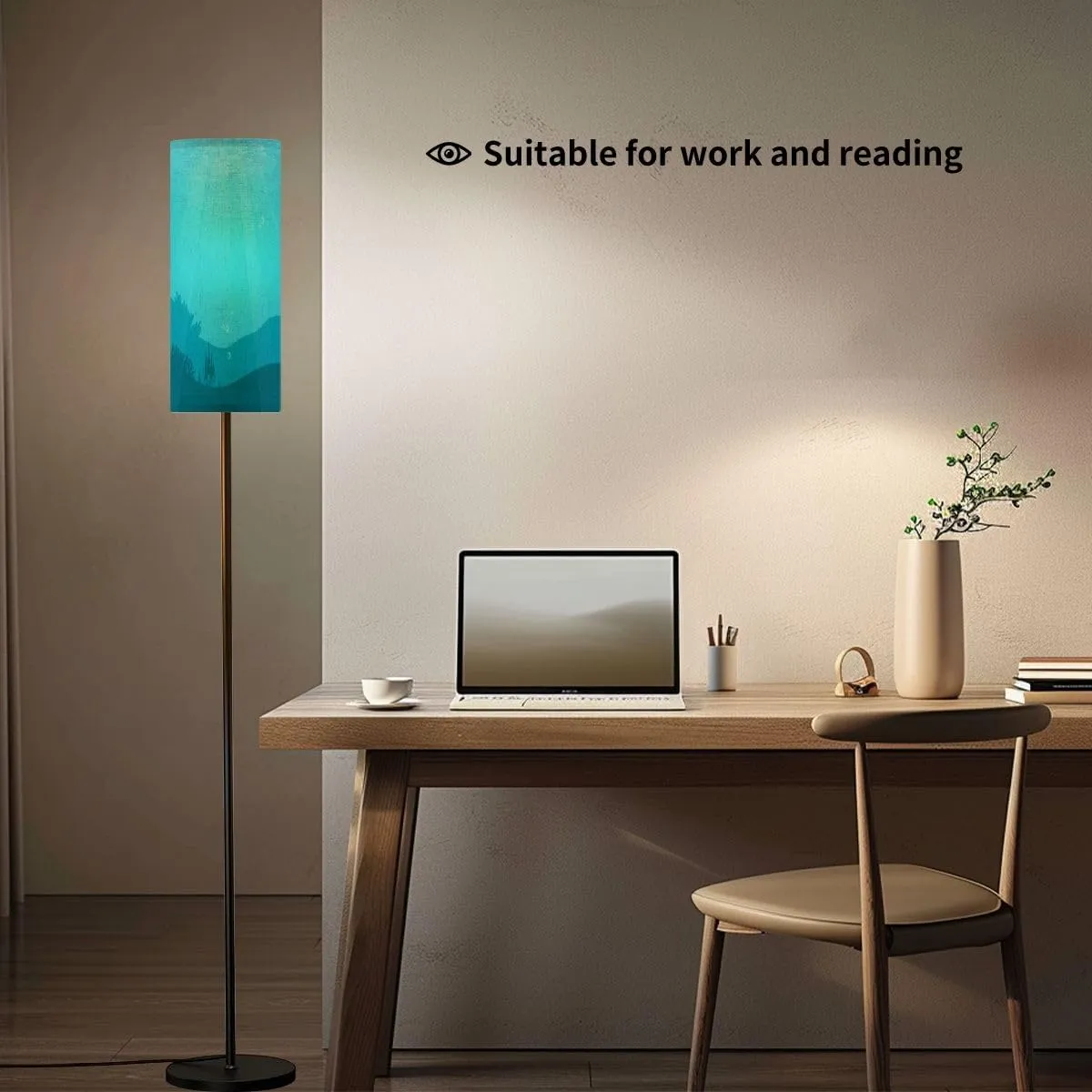 Floor Lamp for Living Room Underwater cartoon flat fish silhouette seaweed coral Ocean cute Light Stand Lamp with Remote Control Dimmable LED Tall Lamps for Bedrooms Reading Western Home Decor