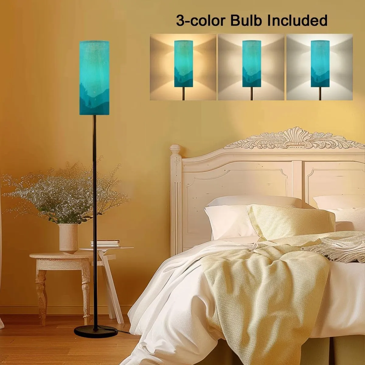 Floor Lamp for Living Room Underwater cartoon flat fish silhouette seaweed coral Ocean cute Light Stand Lamp with Remote Control Dimmable LED Tall Lamps for Bedrooms Reading Western Home Decor