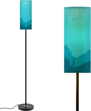 Floor Lamp for Living Room Underwater cartoon flat fish silhouette seaweed coral Ocean cute Light Stand Lamp with Remote Control Dimmable LED Tall Lamps for Bedrooms Reading Western Home Decor