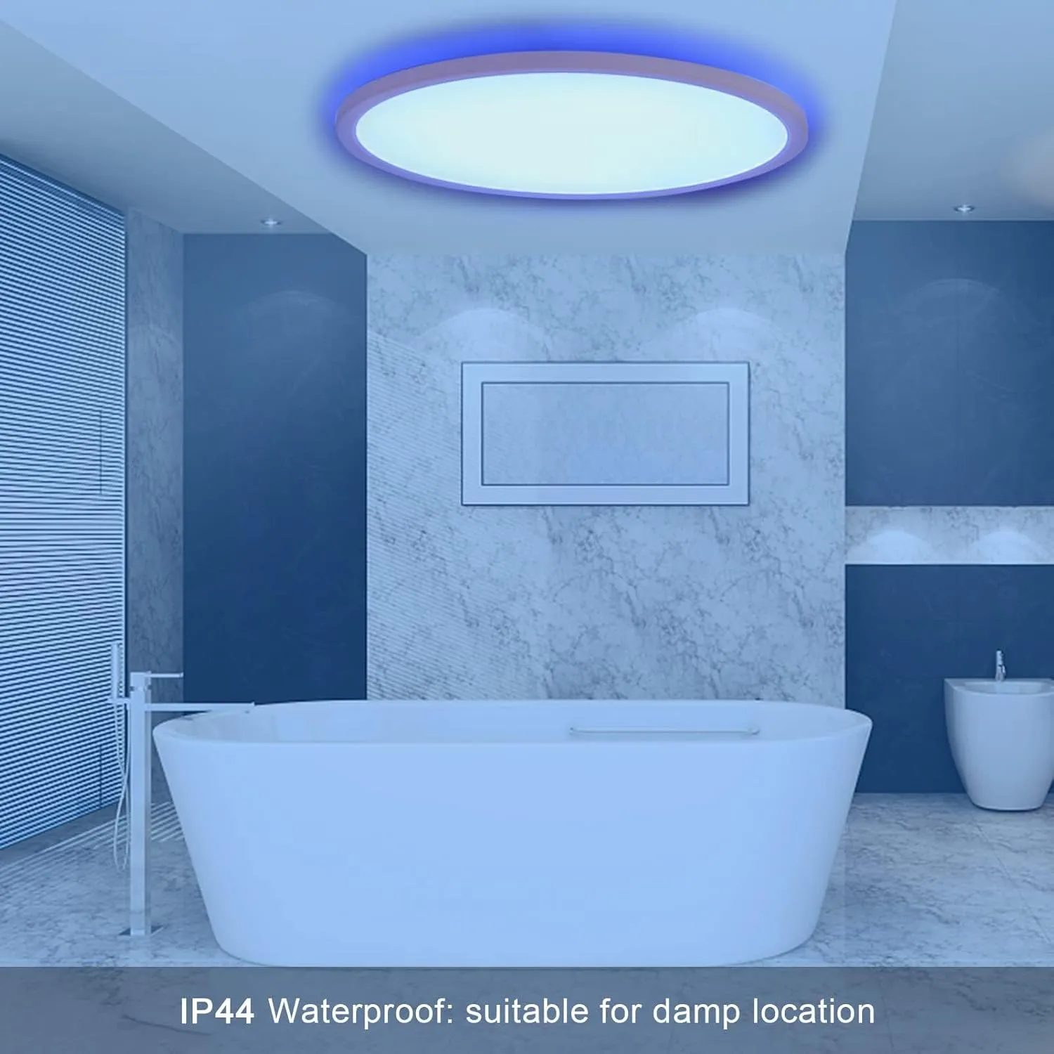 Flush Mount LED Ceiling Light Dimmable with Remote Control, 15.3 Inch 35W RGB Frontlight Close to Ceiling Light Fixture 3000-6500K, Modern Ultra-Thin Round Ceiling Lamp