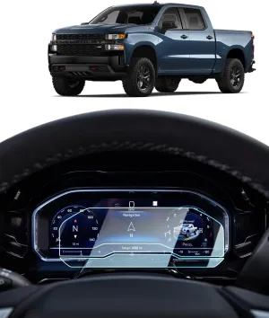For 2025 Chevy Silverado Screen Protector -(2PCS) 2022 2023 2024 2025 Silverado 1500 Accessories (LT/RST/ZR2/LTZ/LT Trail Boss/High Country) 9H Tempered Glass 12.3 Inch Dashboard Screen Protector