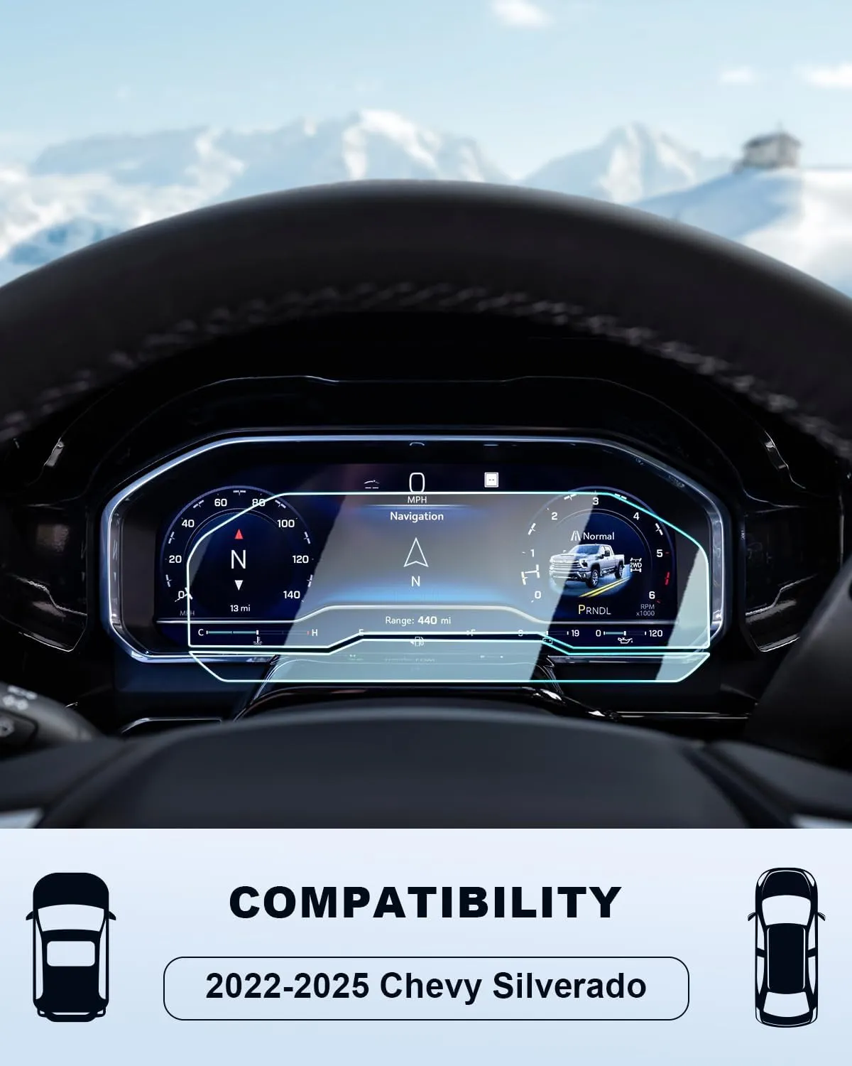 For 2025 Chevy Silverado Screen Protector -(2PCS) 2022 2023 2024 2025 Silverado 1500 Accessories (LT/RST/ZR2/LTZ/LT Trail Boss/High Country) 9H Tempered Glass 12.3 Inch Dashboard Screen Protector