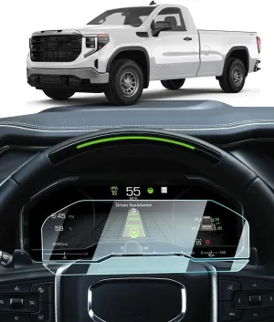 For 2025 GMC Sierra Screen Protector - (2PCS) 2022 2023 2024 2025 Sierra 1500/2500HD/3500HD Accessories 9H Tempered Glass 12.3 Inch Dashboard Touchscreen Anti-Scratch Fingerprints High Sensitivity