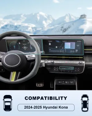 For 2025 Hyundai Kona Screen Protector -(6PCS)2024 2025 Kona(SE/SEL/N Line/Limited) Accessories HD Transparent Nano Film 12.3Inch Navigation Display Dashboard&Air Conditioning Touchscreen Anti-Scratch
