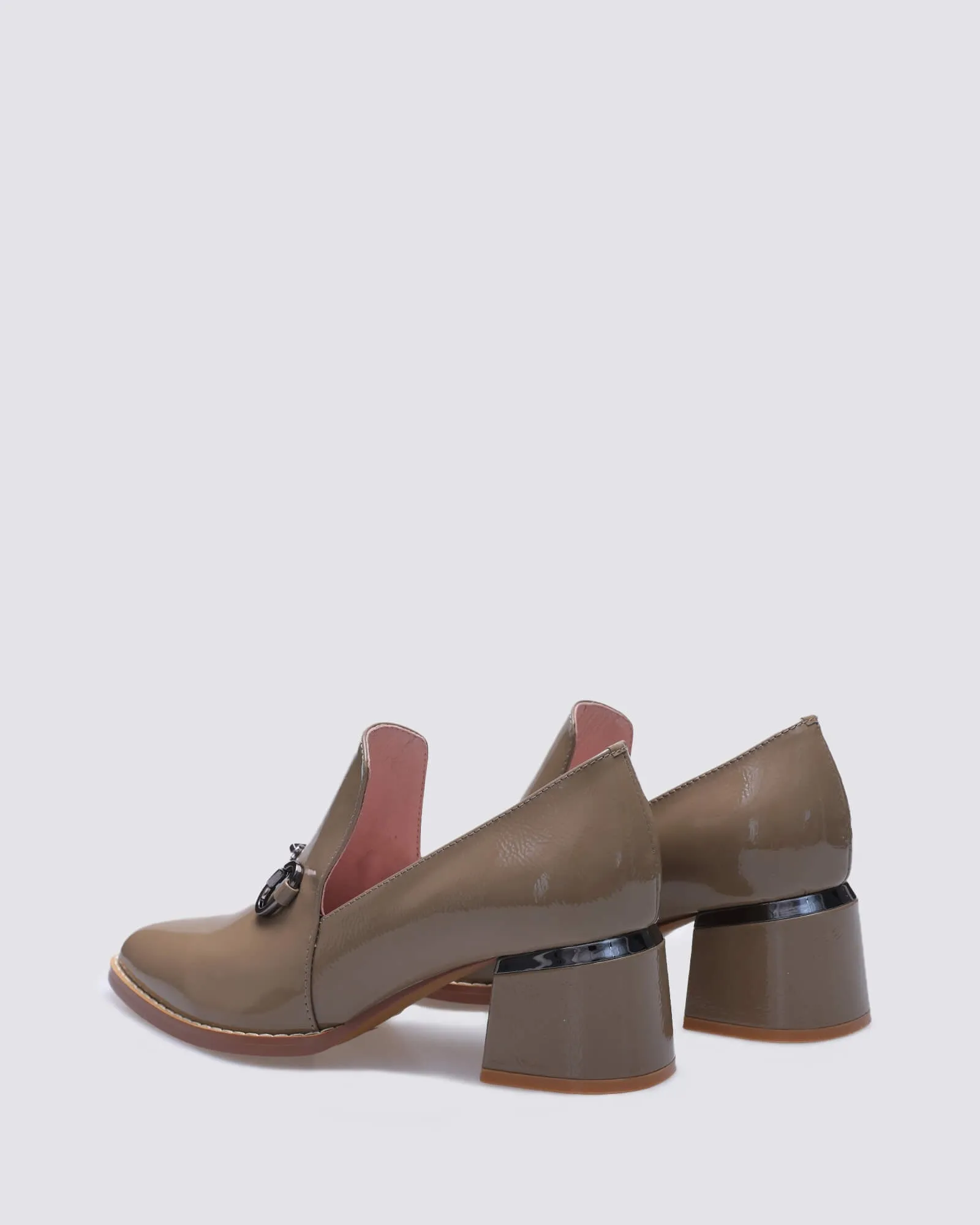 FOREVER LOAFERS TAUPE PATENT LEATHER