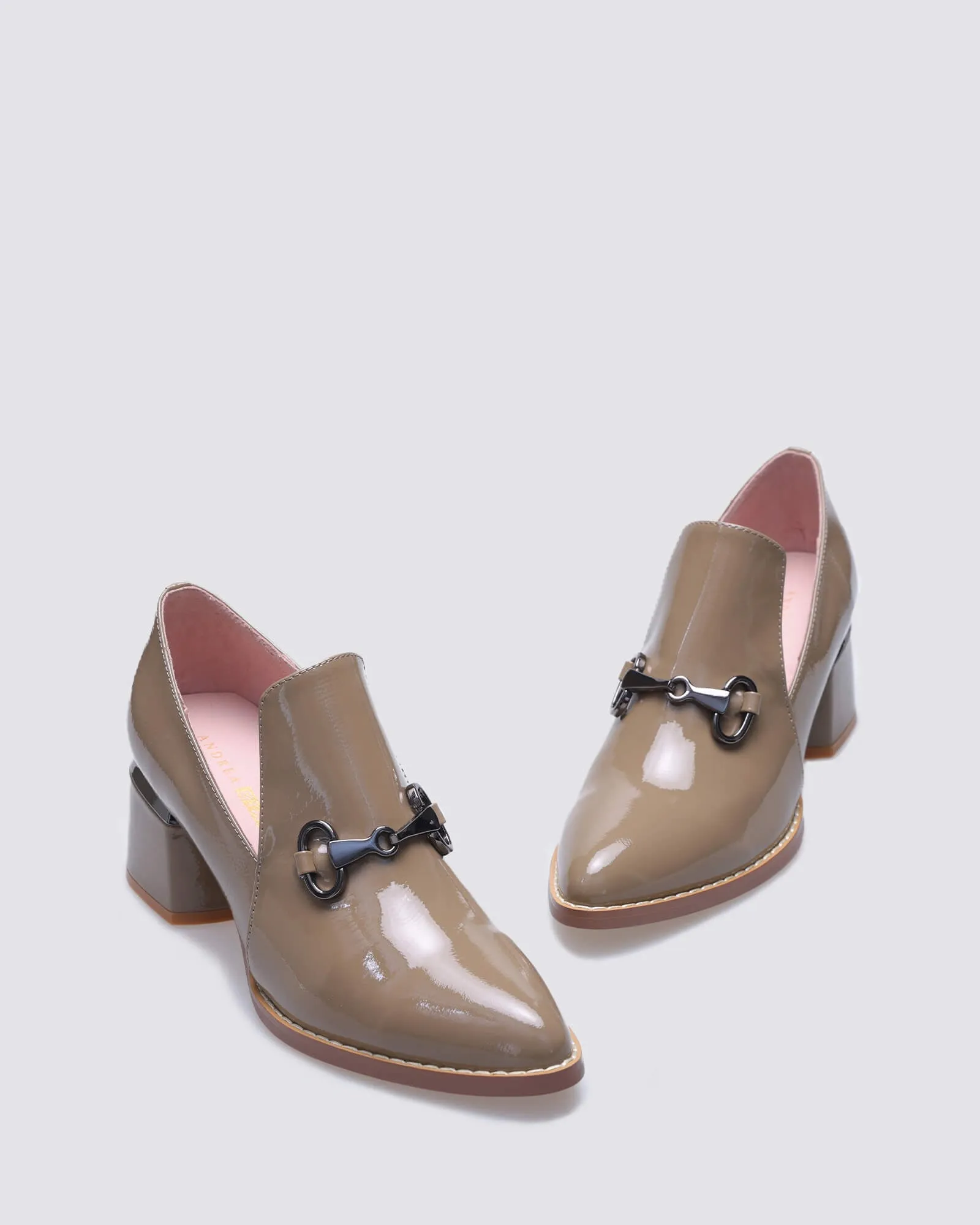 FOREVER LOAFERS TAUPE PATENT LEATHER