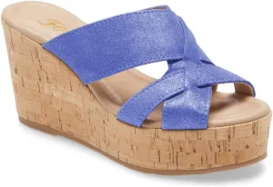 FOWT Women’s Cork Wedge Sandals Cross Strappy High Platform Open Toe Slippers Slip-On Chunky Heels Wide Width Available Shoes Outdoor Beach Casual Size 4-16 US