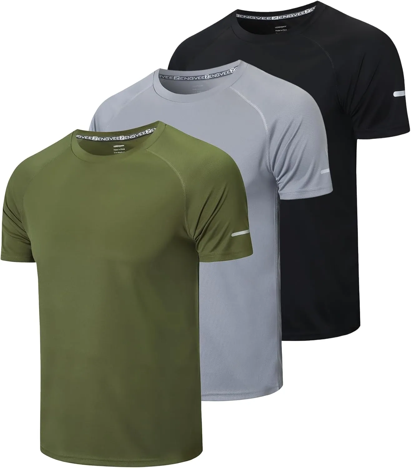frueo Men's 3 Pack Workout Shirts Quick Dry Moisture Wicking Short Sleeve Mesh Athletic T-Shirts