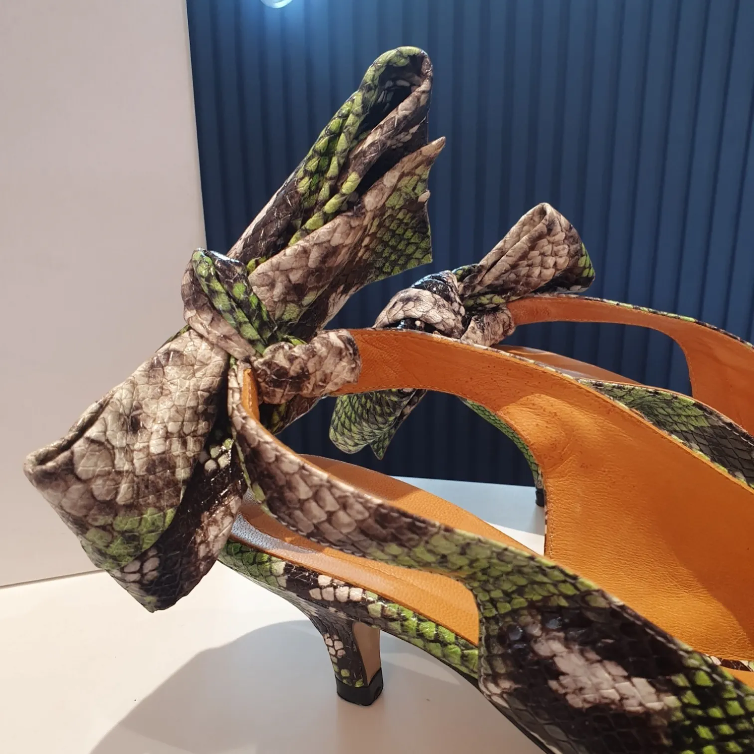 Ganni Green animal print slingbacks, size 40/7