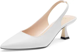 GENSHUO Slingback Kitten Heels for Women Pumps Closed Pointed Toe 2.3 Inch Low Heel Dress Shoes Comfortable Sexy Slip On Wedding Work Party Pumps