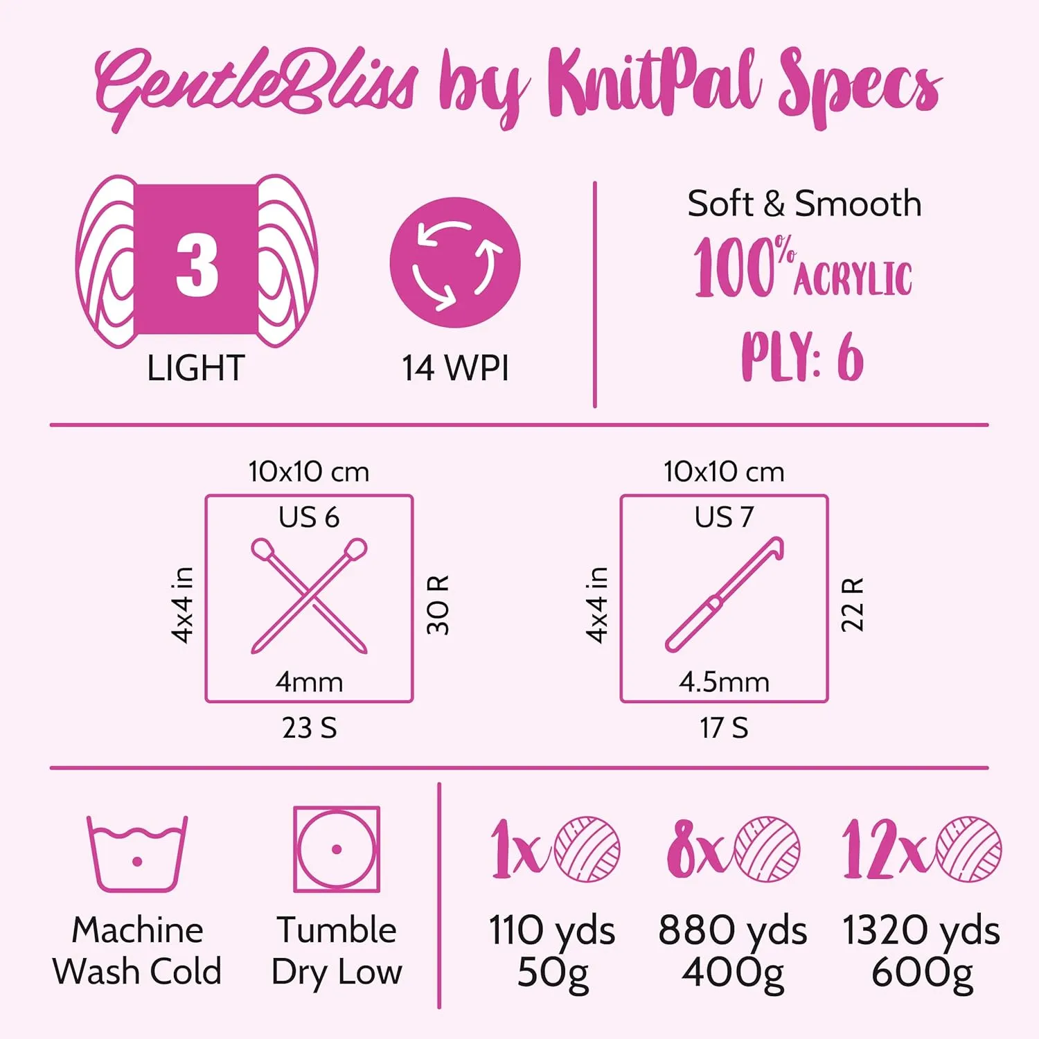 GentleBliss Soft Baby Yarn for Crocheting, 8 Skeins, 880Yds/400G, Free Patterns - Acrylic Baby Blanket Yarn for Knitting - Light Worsted 3 DK Weight - Blue Violet
