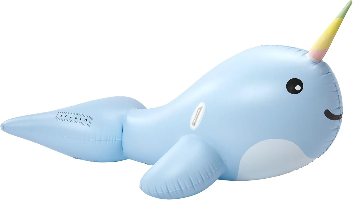 Giant Narwhal Inflatable Pool Float: Ride On Raft for Adults and Kids - Large Inflatable Raft for Beach, Lake or Swimming Pools - Cute Animal Pool Toys for Lounging and Party Fun