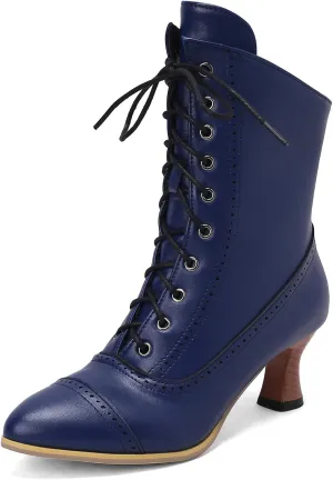 Gicoiz Women Pointed Toe Classic Kitten Heel Winter Booties