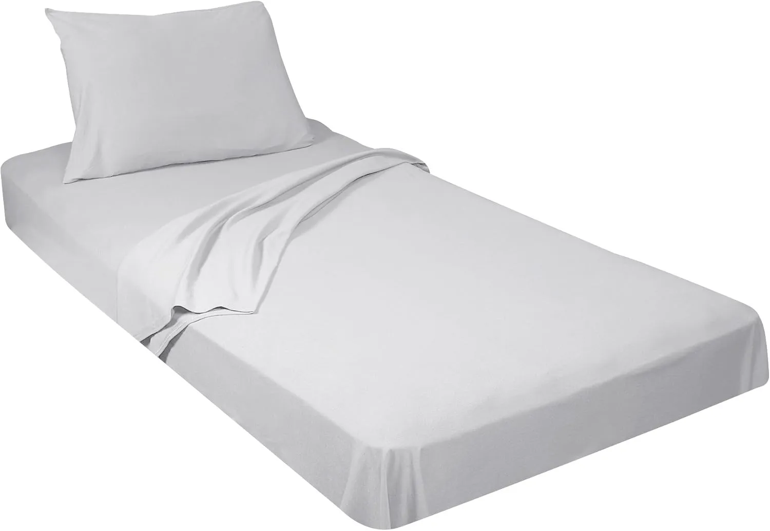 Gilbins 100% Combed T-Shirt Cotton Jersey Knit Camp Sheet Set, 1 Fitted cot Sheet, 1 Flat Sheet, 1 Standard Pillow case White