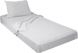Gilbins 100% Combed T-Shirt Cotton Jersey Knit Camp Sheet Set, 1 Fitted cot Sheet, 1 Flat Sheet, 1 Standard Pillow case White
