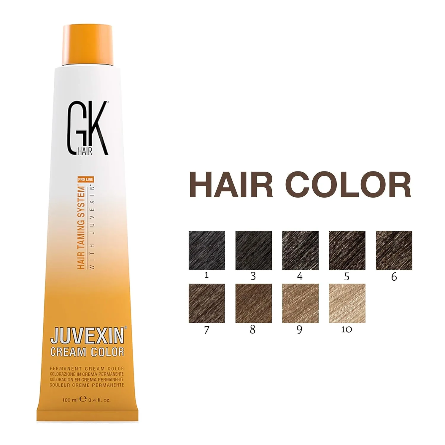 GK HAIR Global Keratin Permanent Hair Cream Color with 87  Shades (3.4 Fl Oz/100ml) Nourishing & Cleansing Colors for Styling Long Lasting Natural Toner