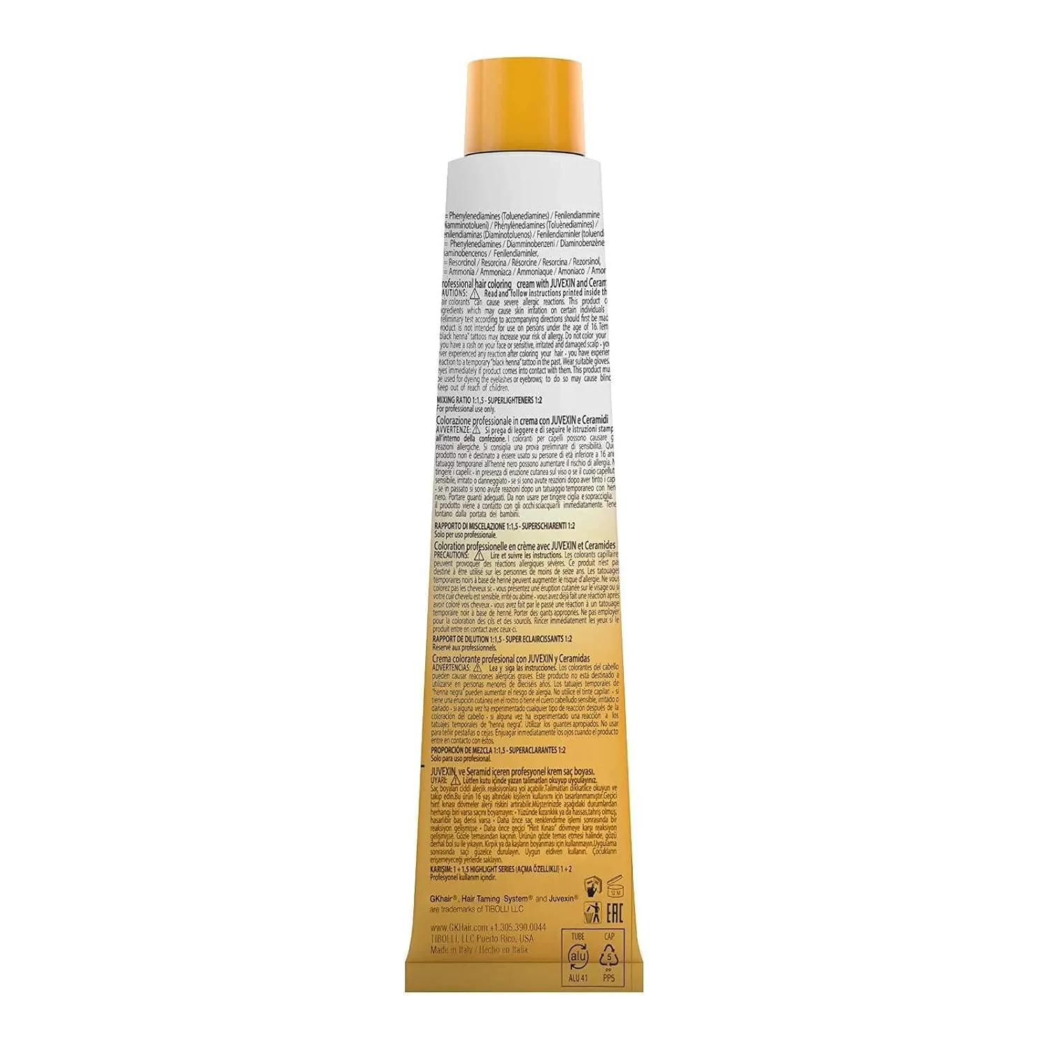 Global Keratin GK HAIR Professional Hair Color Cream Tube 3.4 Fl Oz Nourishing & Cleansing Colors for Styling High Performance Long Lasting Permanent Natural Toner Dye, Naturals - 7 Blonde