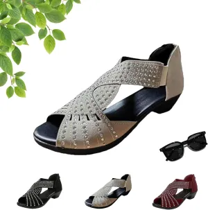 Glow Step Orthopedic Sandals, Glowstep Orthopedic Sandals, Glowstep Orth𝐨pedic Low Heel Cut-Out Sanda𝗹s, Arch Support