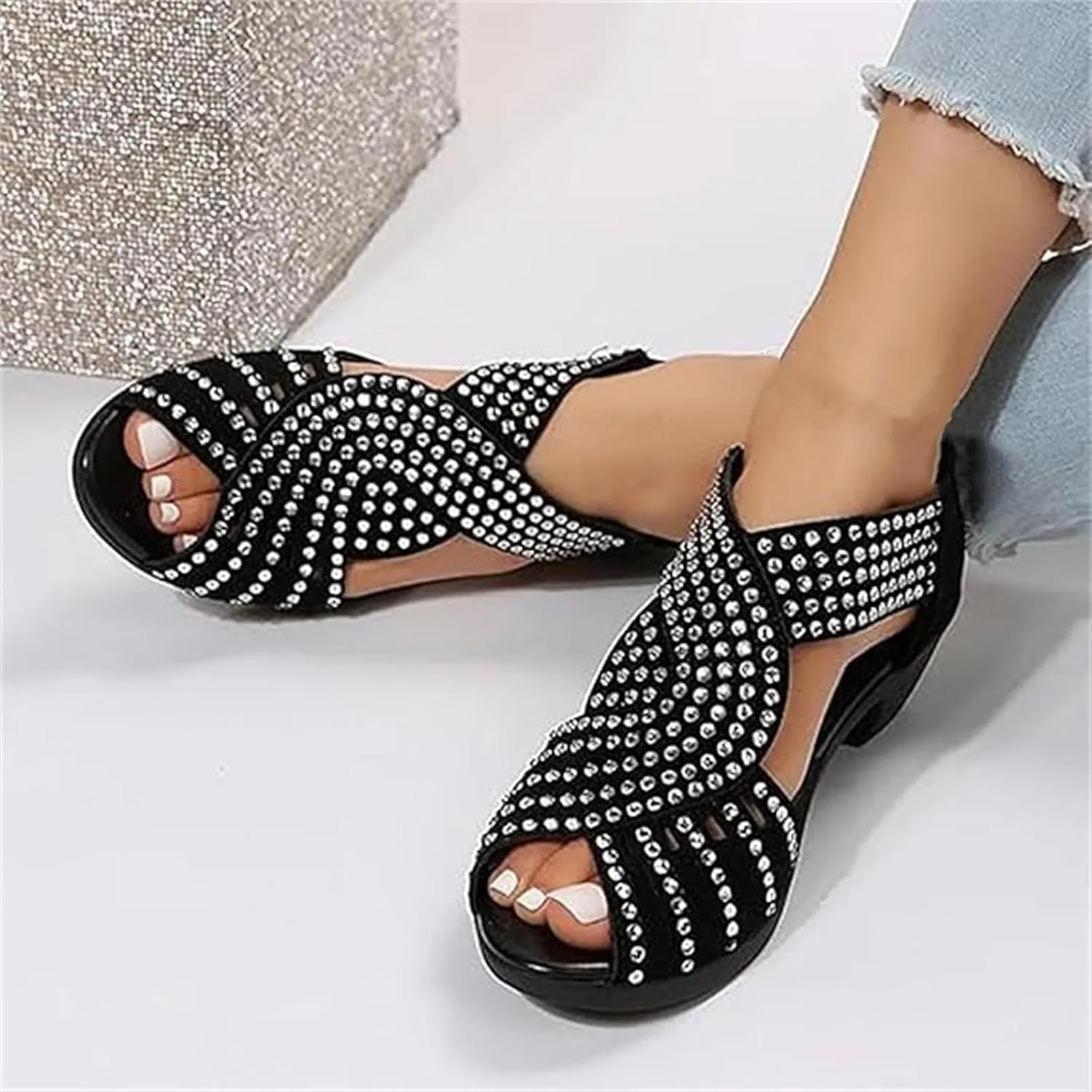 Glow Step Orthopedic Sandals, Glowstep Orthopedic Sandals, Glowstep Orth𝐨pedic Low Heel Cut-Out Sanda𝗹s, Arch Support