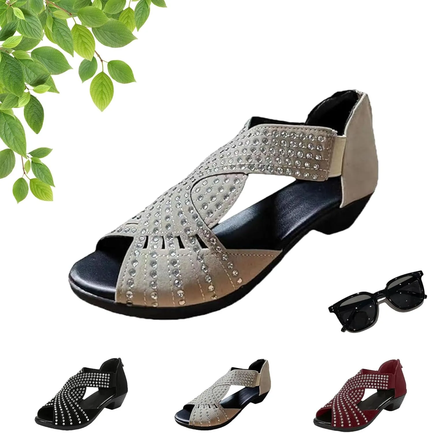 Glow Step Orthopedic Sandals, Glowstep Orthopedic Sandals, Glowstep Orth𝐨pedic Low Heel Cut-Out Sanda𝗹s, Arch Support