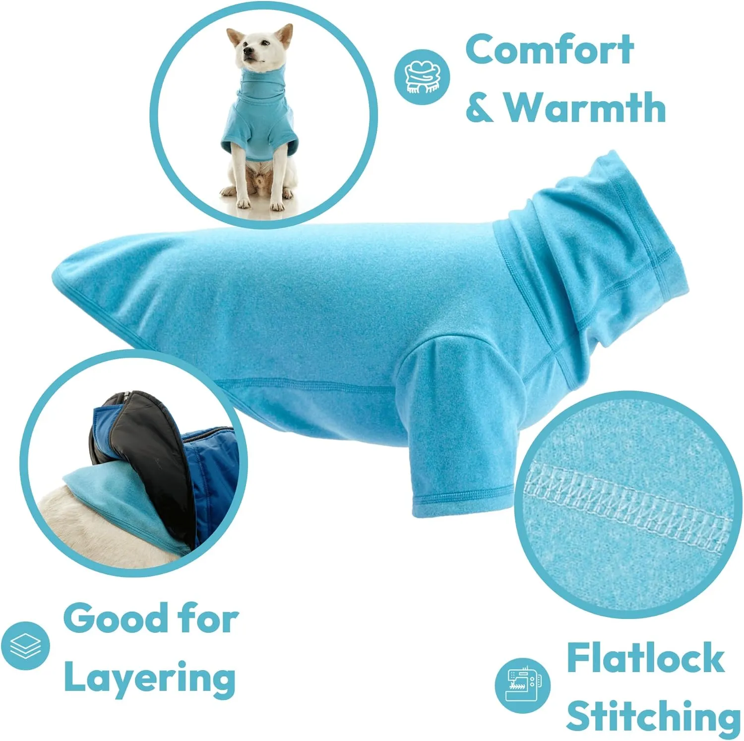 Gooby Turtle Neck Microfiber Stretch Fleece - Flamingo, Large - Warm and Light Extra Layer for Small Dog and Medium Dog