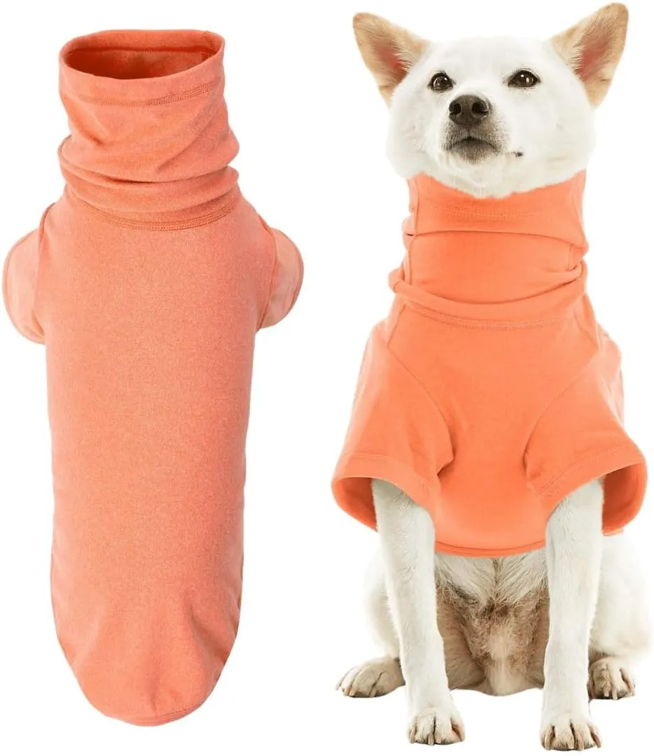 Gooby Turtle Neck Microfiber Stretch Fleece - Flamingo, Large - Warm and Light Extra Layer for Small Dog and Medium Dog