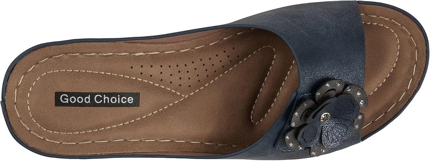 Good Choice Shoes Women's Naples Black Wedge Sandal - Size 9.5, Medium Width, Fashion-Conscious