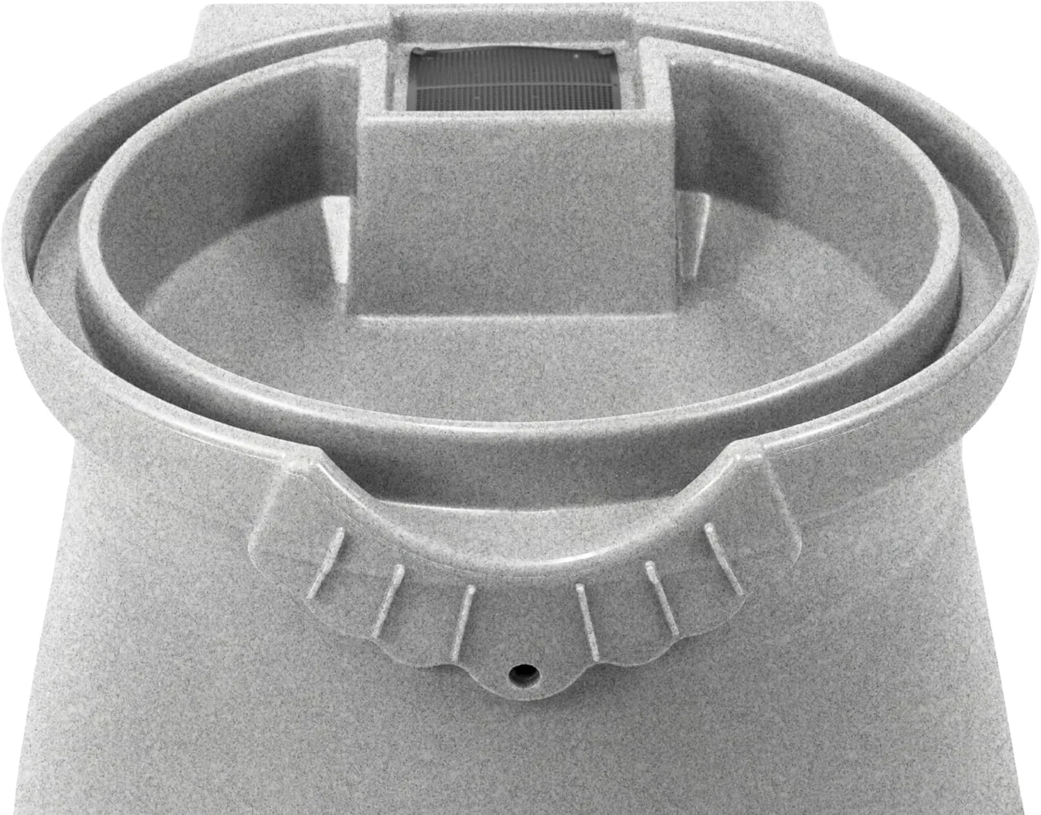 Good Ideas Rain Saver 50 Gallon Urn Shaped Water Storage Barrel with Planter and 2 Metal Spigots, Light Granite