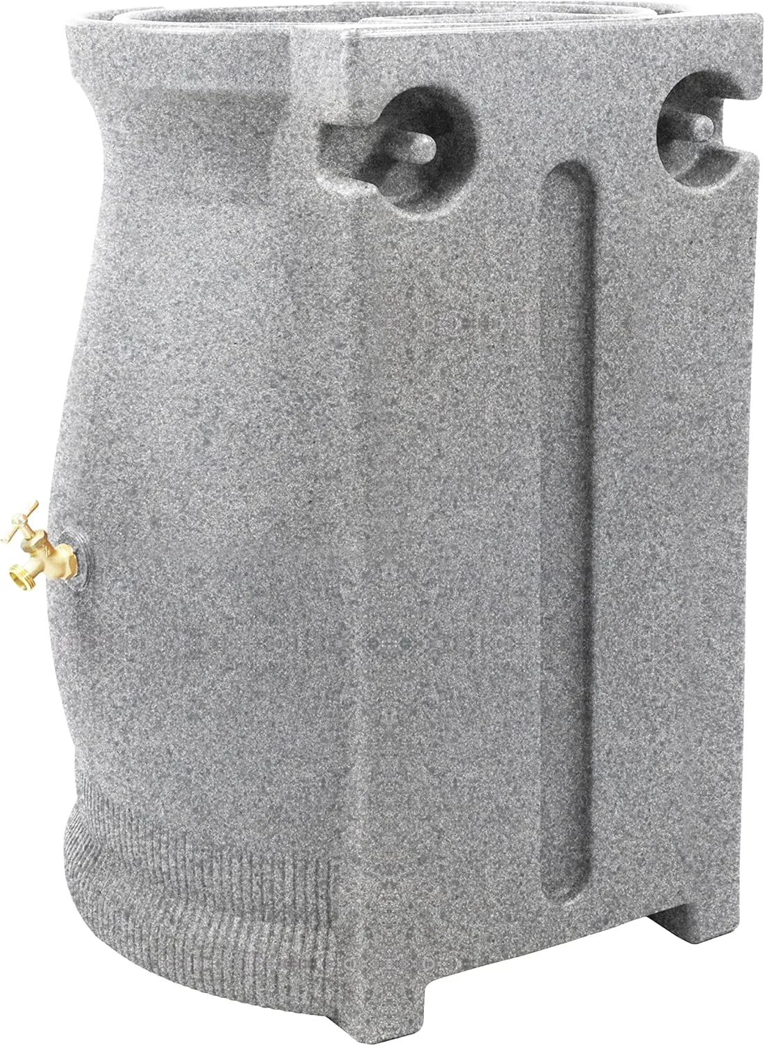 Good Ideas Rain Saver 50 Gallon Urn Shaped Water Storage Barrel with Planter and 2 Metal Spigots, Light Granite