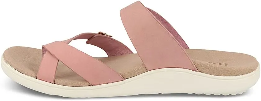 Gravity Defyer Women's GDEFY Yontal Leather Fashion Sandal - VersoShock Proven Performance Orthotic Slides