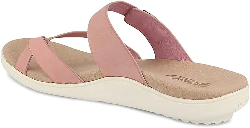 Gravity Defyer Women's GDEFY Yontal Leather Fashion Sandal - VersoShock Proven Performance Orthotic Slides