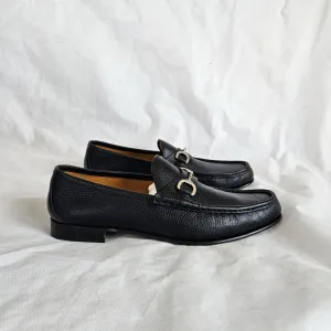 Gucci Black Leather Horsebit Moccasin Loafer Shoes, 12