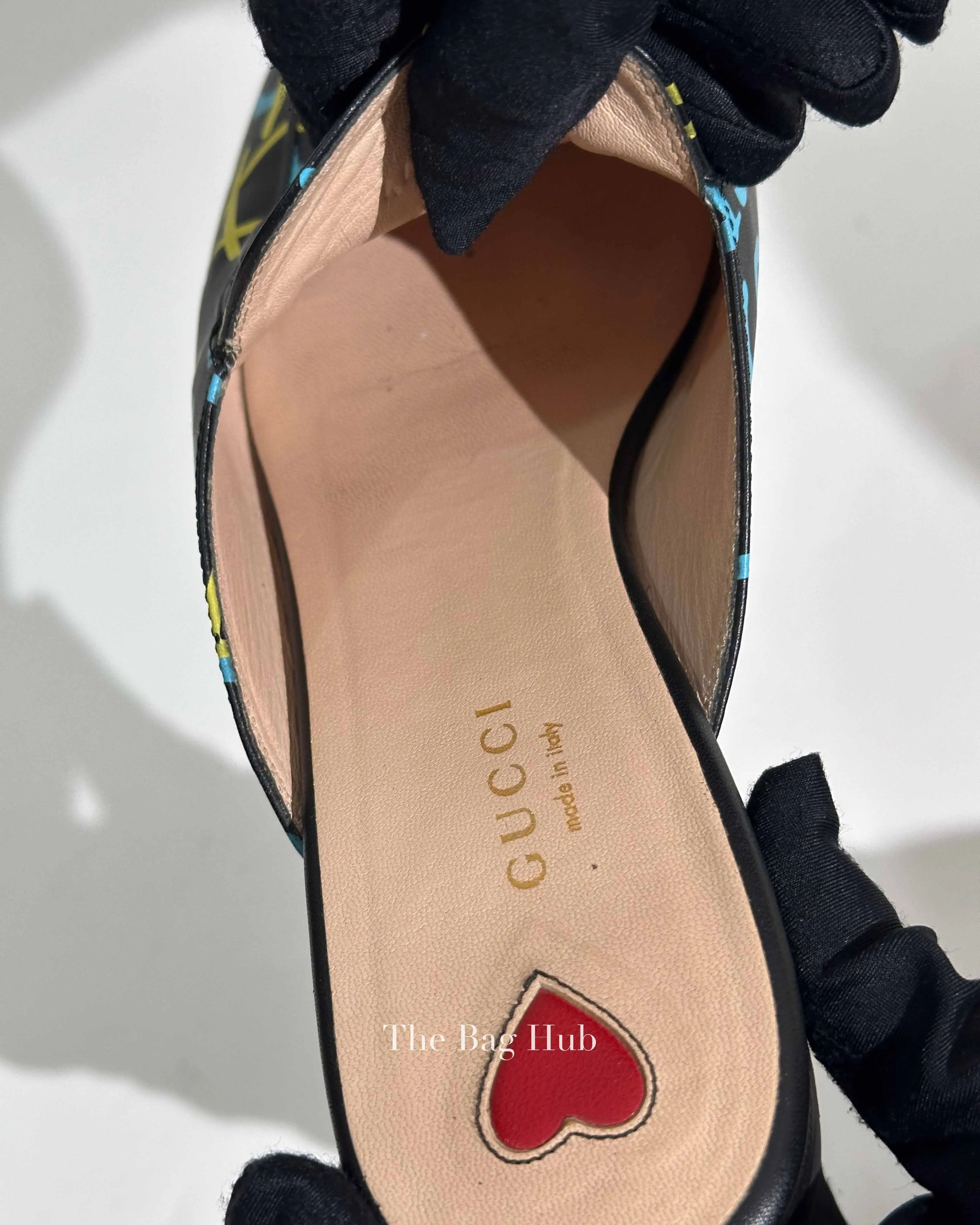 Gucci Black Printed Leather Ghost Princetown Horsebit Loafer Slides Size 39