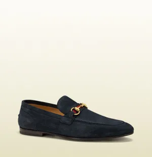 Gucci - blue suede horsebit loafer
