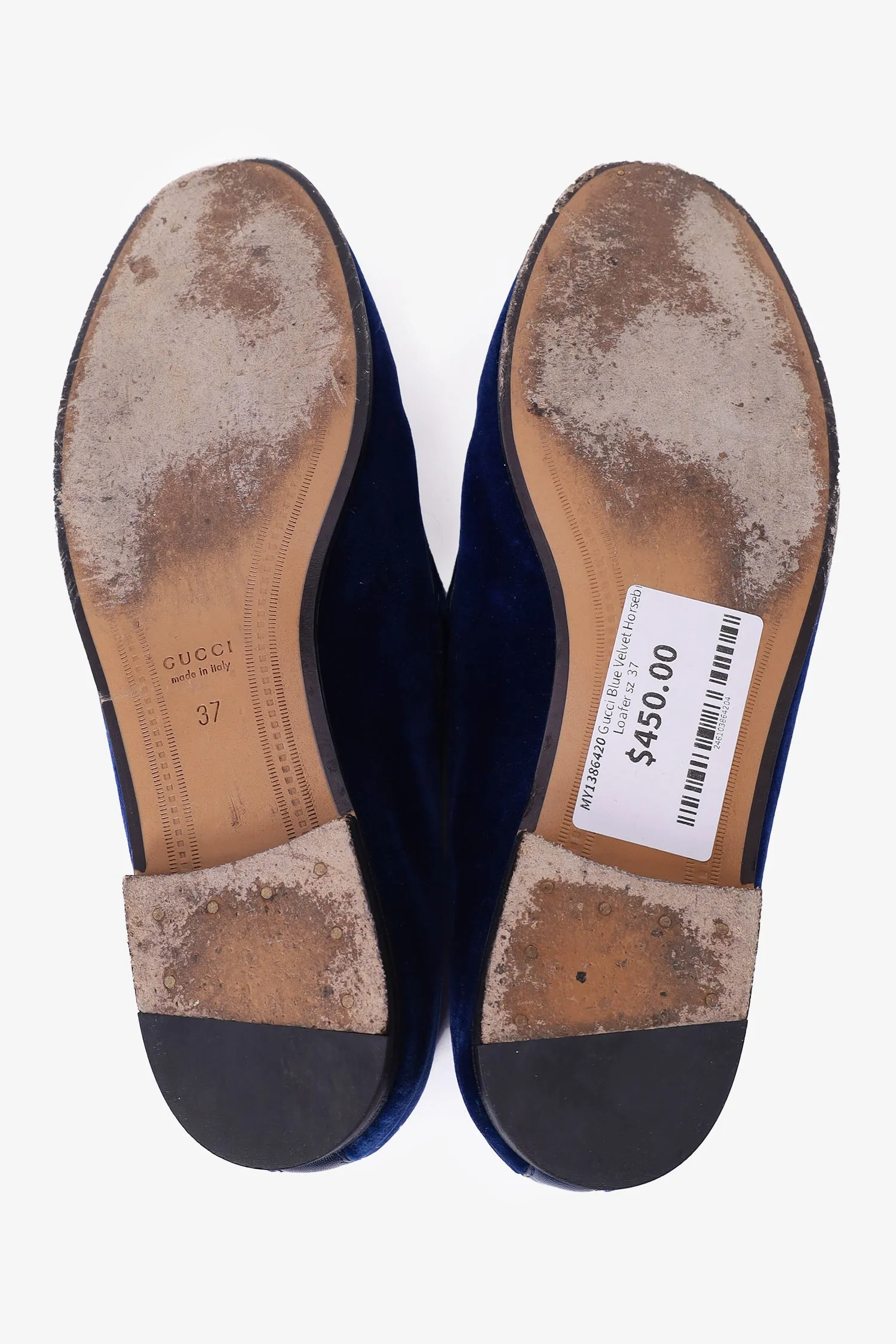 Gucci Blue Velvet Horsebit Loafer Size 37