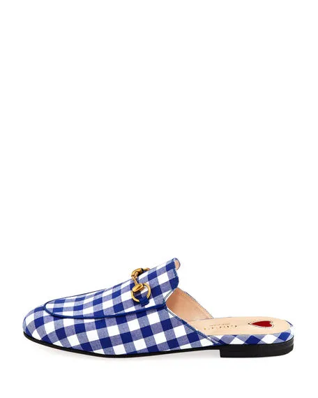 Gucci Flat Princetown Gingham Mule